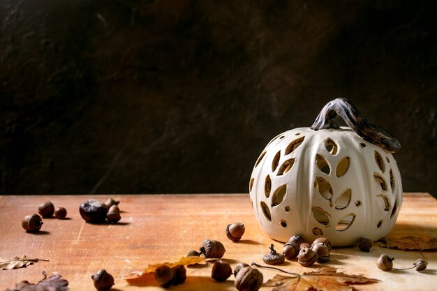 Halloween decorations, hand crafted ceramic pumpkin