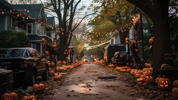 Halloween decorations in the neighborhood