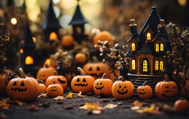 Halloween decorations outside a modern house