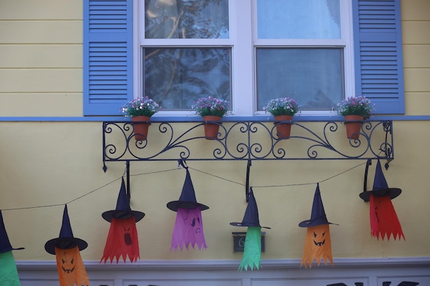 Halloween decorations on streets
