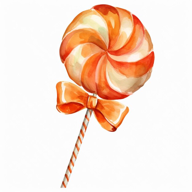 Halloween Delight Whimsical Watercolor Lollipop with Bow