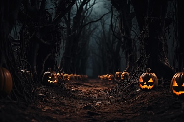 Halloween design forest pumpkins