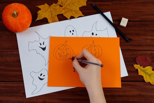 Halloween DIY Cute pumpkins and paper ghosts Stepbystep instruction