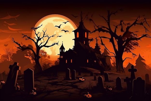 Halloween Donkere enge nacht op het kerkhof