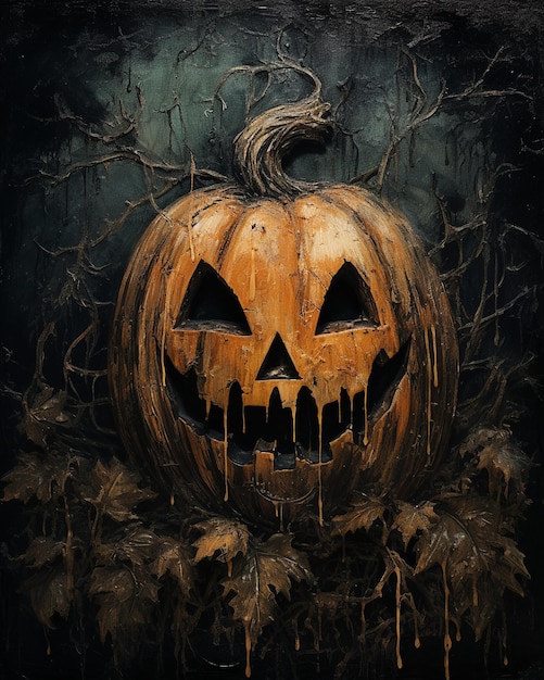 Halloween donkere horror pompoen hoofd