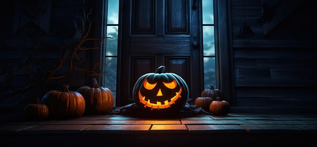 Photo halloween door dark background ai generated halloween background illustration