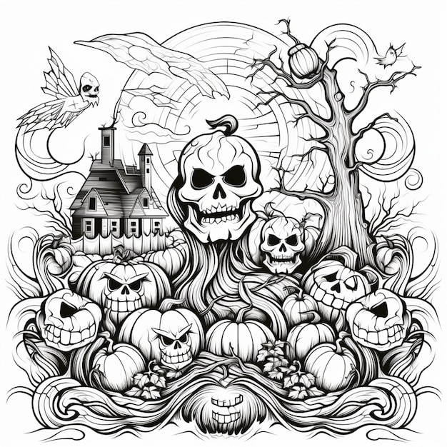 halloween drawing outline for coloring