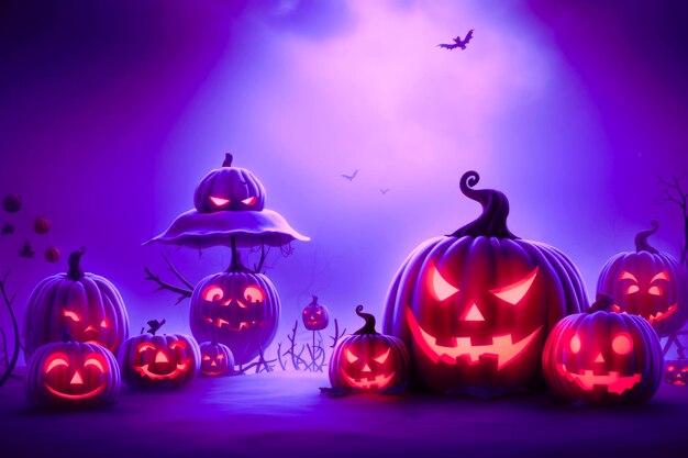 halloween elementen paarse achtergrond wallpaper website met kopie ruimte