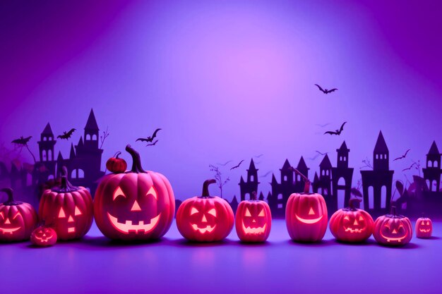 halloween elementen paarse achtergrond wallpaper website met kopie ruimte