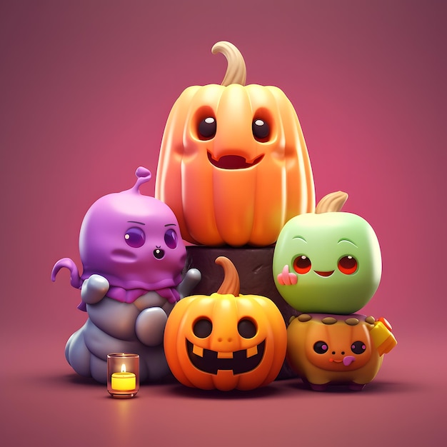 Photo halloween_elements_cute_style_rendering_cartoon_c4d