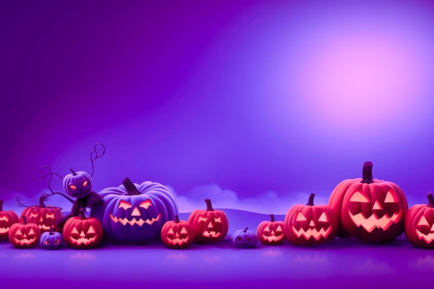 Photo halloween elements purple background wallpaper website with copy space