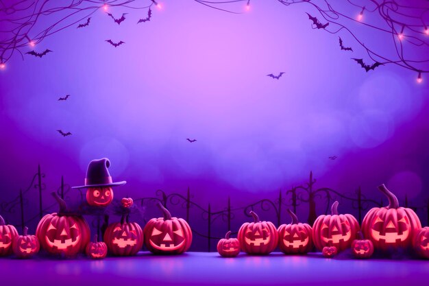 Halloween elements purple background wallpaper website with copy space