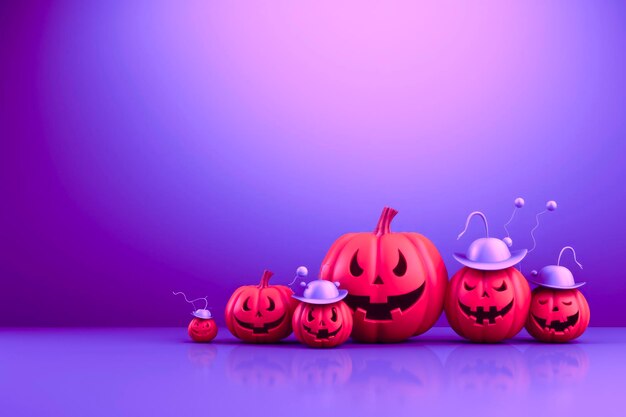 Halloween elements purple background wallpaper website with copy space