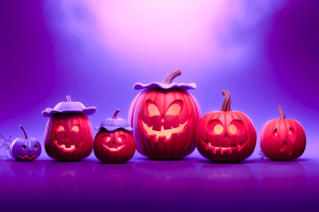 Halloween elements purple background wallpaper website with copy space