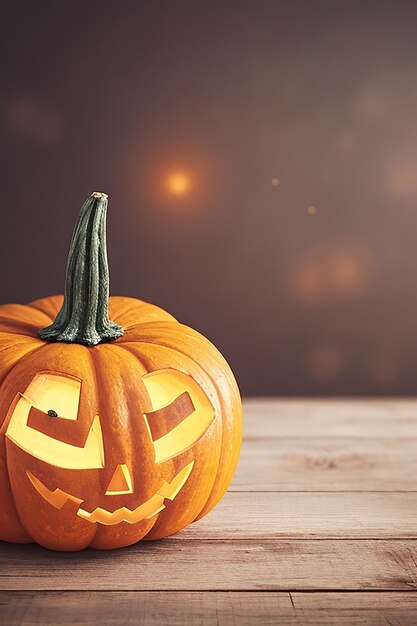 halloween empty wooden table blurred light background