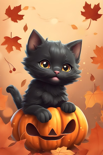 Halloween en kattenillustratie