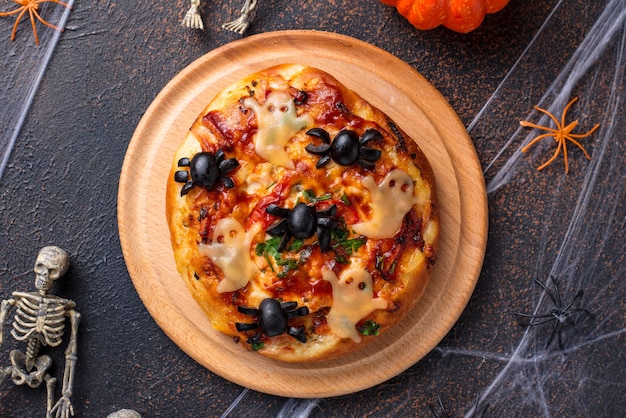 Halloween enge pizza versierde spoken