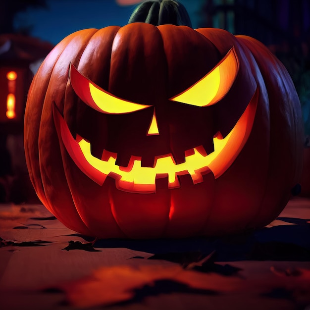 Halloween evil pumpkin cartoon illustration evil pumpkin face