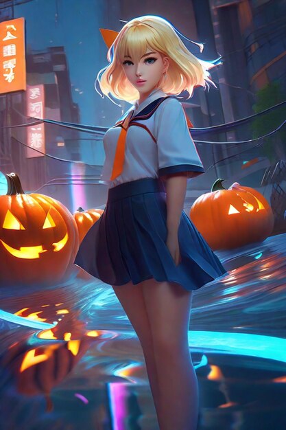 Halloween Excitement in Tokyo A Blonde Korean Anime School Girl's Tale