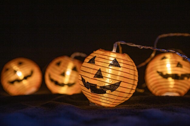 Photo halloween fabric pumpking lights smilling