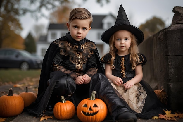 Halloween feest eng kostuum tijdens truc of behandelen