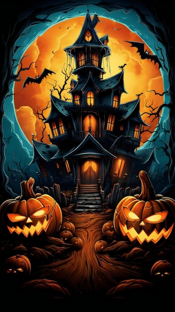 Halloween-feestaffiche in horrorstijl