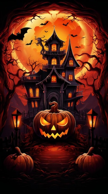 Halloween-feestaffiche in horrorstijl