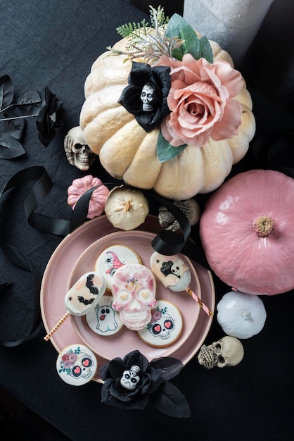 Halloween feestdecoratie met koekjes