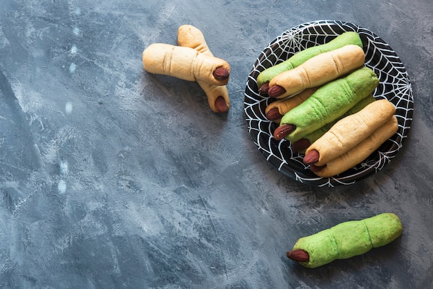 Halloween finger cookies in plate