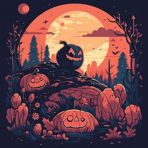 Photo halloween flat illustration with isolated background