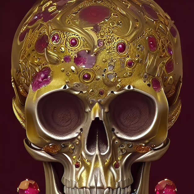 Halloween floral style skull in golden color