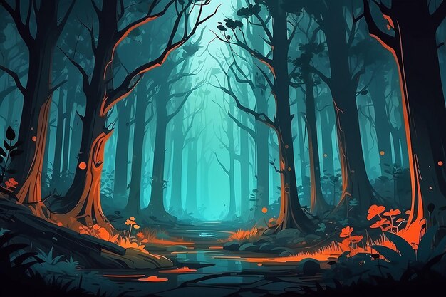 Foto halloween forest background illustration ai generative