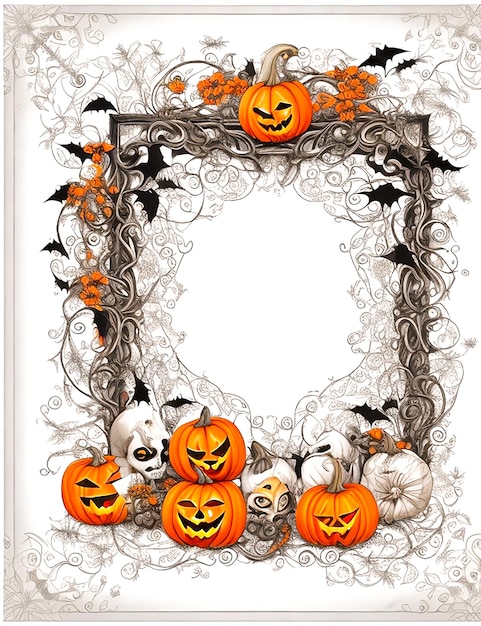 Photo halloween frame clipart white background generated by ai