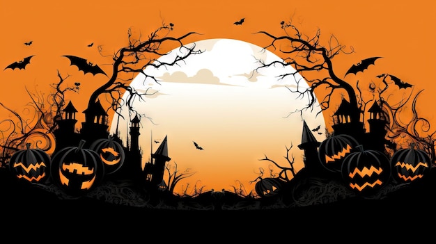 halloween frame houten frame halloween illustratie Ai gegenereerd hoge resolutie halloween ilustratie op witte achtergrond