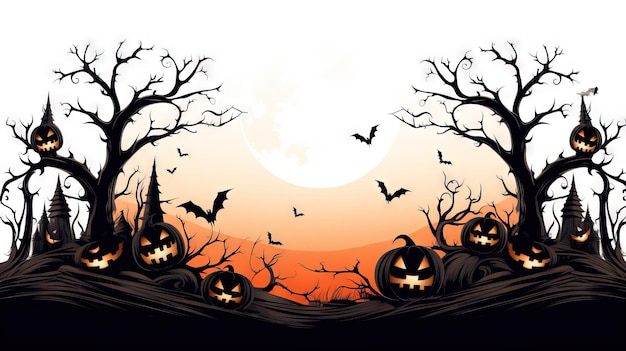 halloween frame houten frame halloween illustratie Ai gegenereerd hoge resolutie halloween ilustratie op witte achtergrond