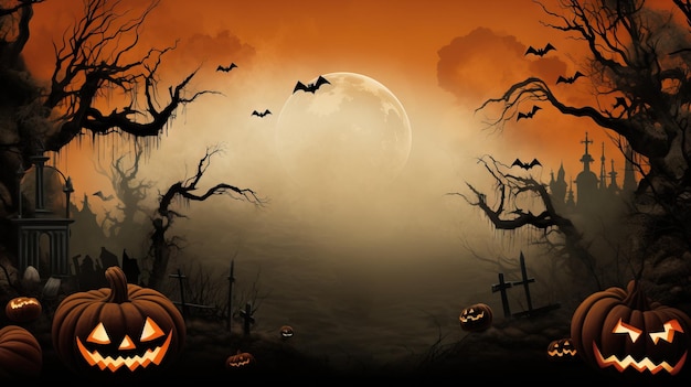 halloween frame wood frame halloween illustration Ai generated high resolution Halloween illustration on white background