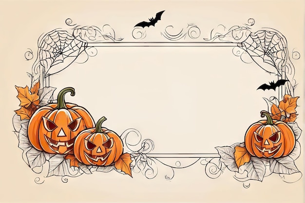 Halloween-frames met pompoenen, vleermuizen, verzameling van halloween-frames ontwerpelement voor decoratie van