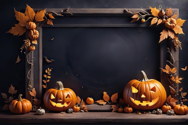 Halloween frames with pumpkins bats collection of halloween frames design element for decoration of