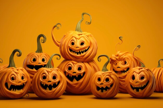 Halloween funny characters and elements background