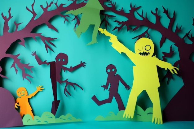 Photo halloween funny zombie simple paper cut animation for kids