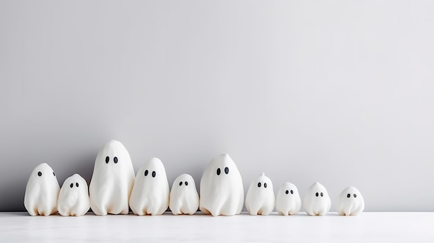 Halloween ghost Decoration with white background and copy space ai generated