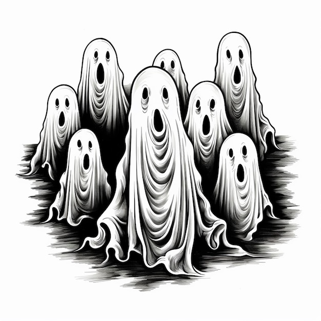 Photo halloween ghost drawing for artist inspiration
