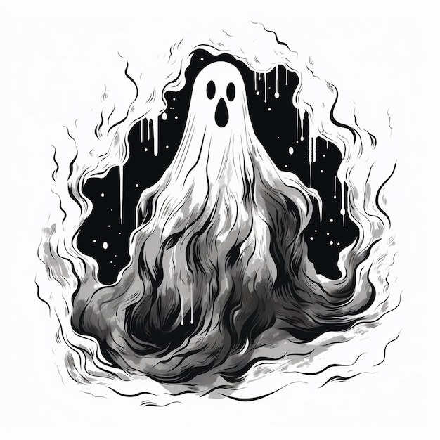 Premium AI Image | Halloween Ghost Drawing on a Black Background