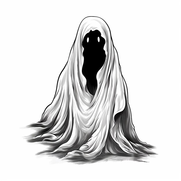 Photo halloween ghost drawing digital