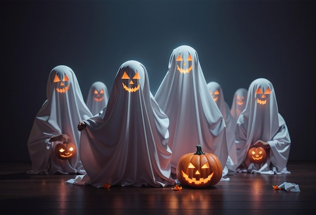 Foto sfondi di illustrazioni di fantasmi e mostri di halloween