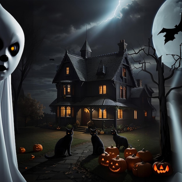 halloween ghost photo dark night
