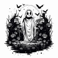 Premium AI Image Halloween Ghost Pumpkin Carving Template Premium AI Image Halloween Ghost Pumpkin Carving Template