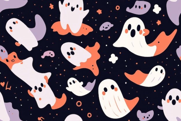 Halloween ghost seamless pattern graphic