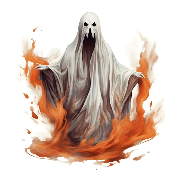 halloween ghost on white background