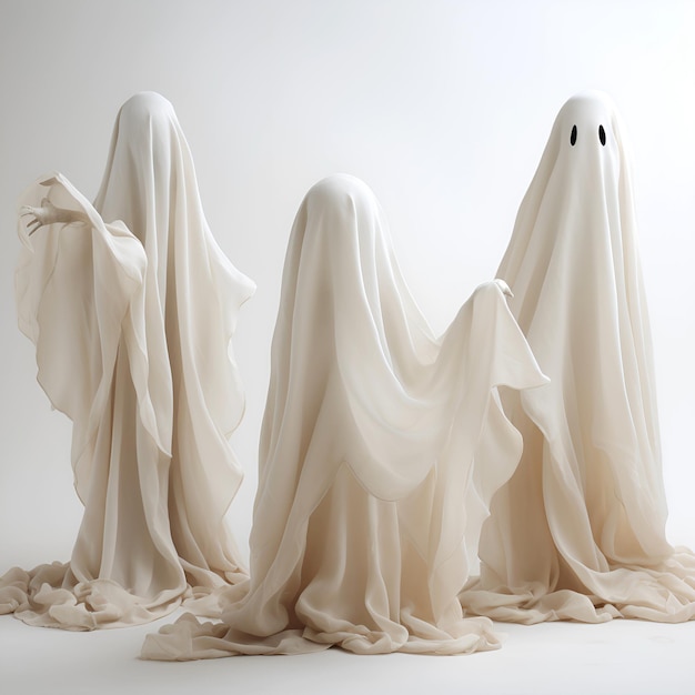 Foto fantasmi di halloween su sfondo bianco